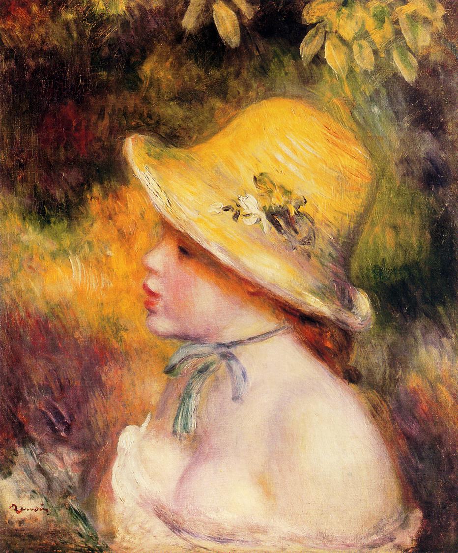 Young girl in a straw hat 1890